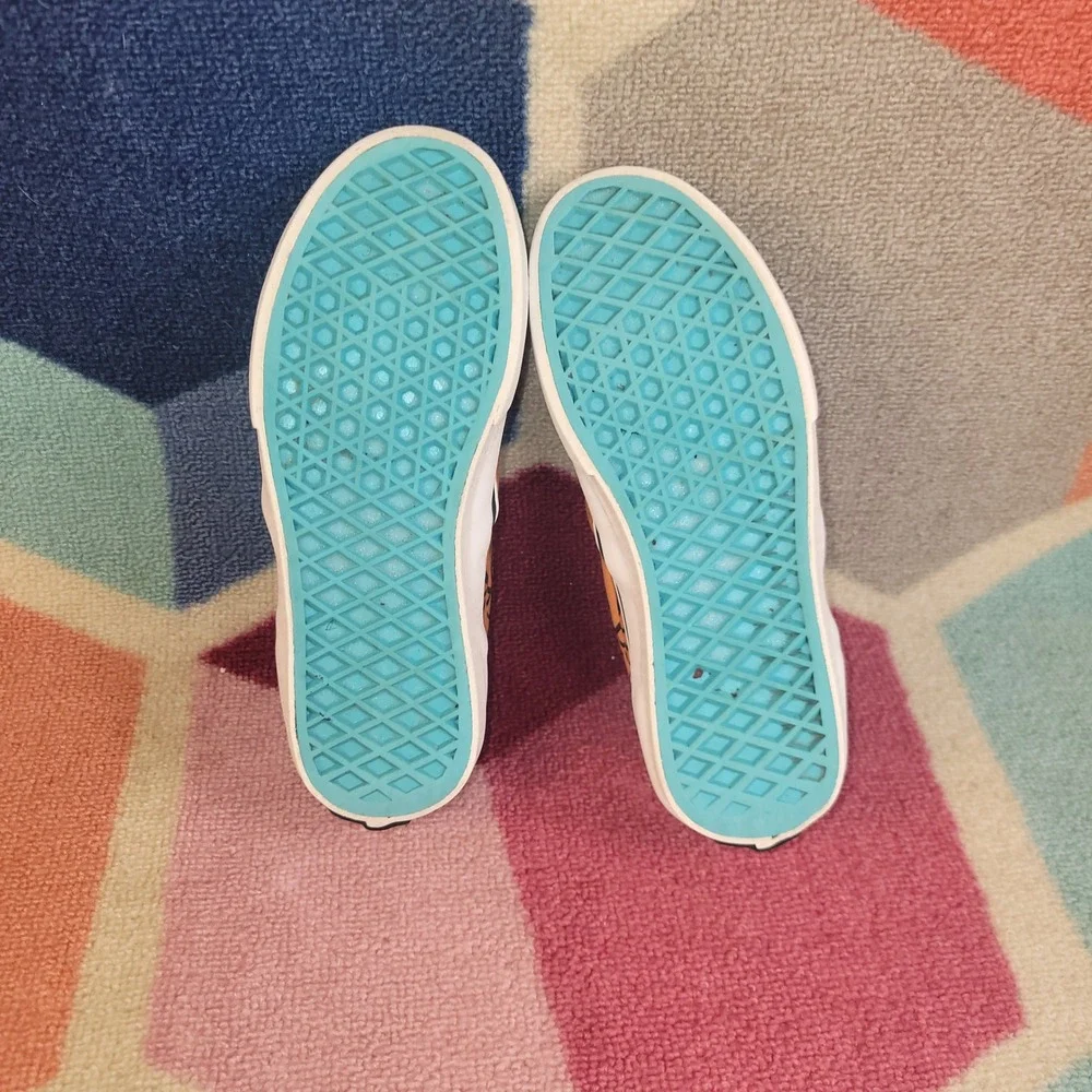 Vans Classic Slip-On Fish Scale Orange Blue Kids Size 1.0 Sneakers